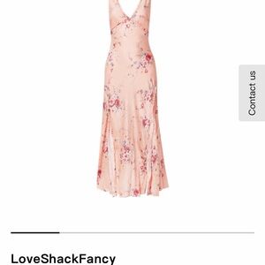 LoveShackFancy Blush Pink Floral V-Neck Maxi Dress